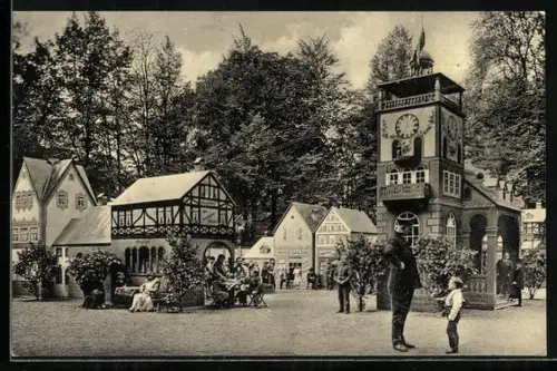 AK Schaefer`s Märchenstadt Lilliput, Blick in die Märchenstadt mit Gasthof, Modesalon