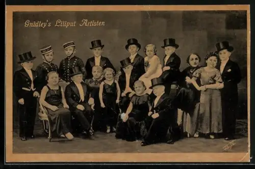 AK Gnidley`s Liliput Artisten, Gruppenfoto der Liliputaner