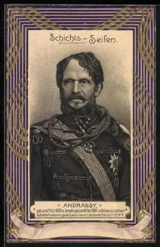 AK Aussig, G. Schicht Seifen- & Kerzenfabrik, Aussenminister Graf Julius Andrassy