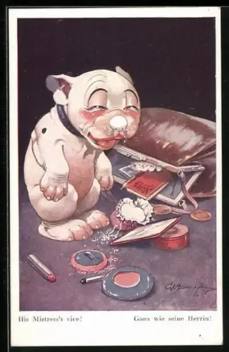 AK Bonzo schminkt sich ganz wie seine Herrin, Lippenstift, Puder