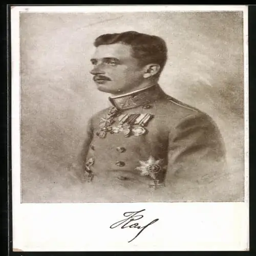 AK Rotes Kreuz Nr.615: Porträt des Kaiser Karl I. von Österreich in Uniform