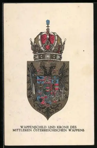 AK Nr.286: Wappenschild und Krone des mittleren österreichischen Wappens, Rotes Kreuz