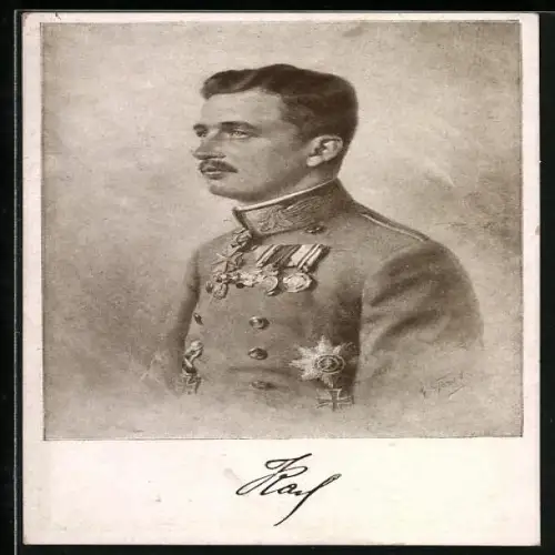 AK Rotes Kreuz Nr.615: Porträt des Kaiser Karl I. von Österreich in Uniform