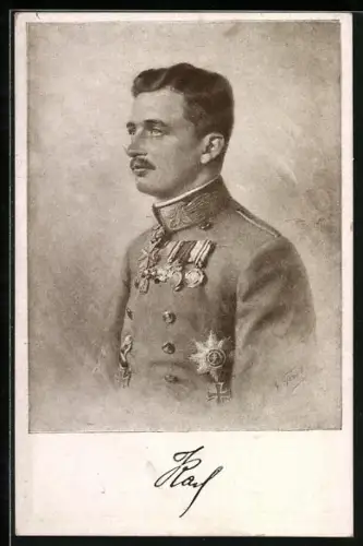 AK Rotes Kreuz Nr.615: Porträt des Kaiser Karl I. von Österreich in Uniform