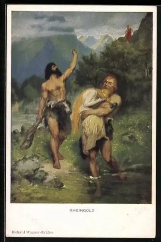 AK Fasolt und Fafner entführen Freya, Richard-Wagner-Zyklus - Der Ring, Rheingold