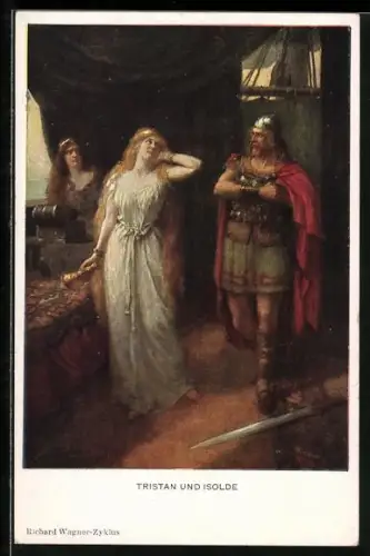 AK Richard Wagner, Szene aus der Oper Tristan und Isolde