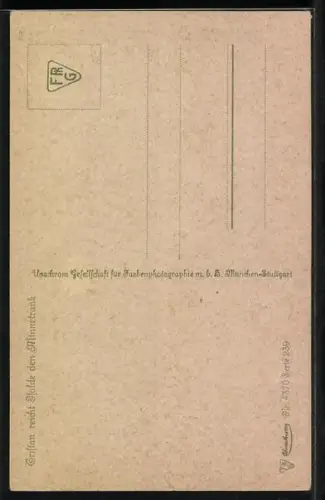 Künstler-AK Georg Mühlberg: Märchen Tristan und Isolde, Tristan reicht Isolde den Minnetrank