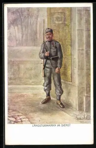 AK Rotes Kreuz Nr. 21-2: Landsturmmann im Dienst, Kriegsfürsorge