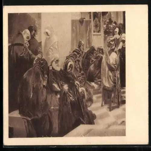 Künstler-AK Alphonse Mucha: Slovanská Epopeje, Husovo kázání v kapli betlémské