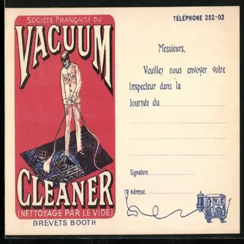 AK Reklame für Staubsauger, Société Francaise du Vacuum Cleaner