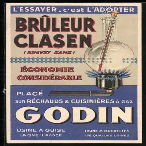 AK Reklame für Godin, Brûleur Clasen