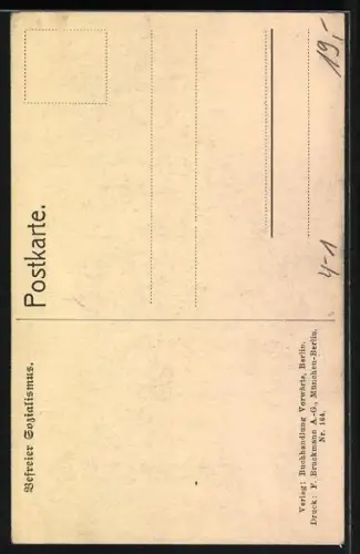 Künstler-AK Befreier Sozialismus mit Fahne und Fackel auf einem Schimmel