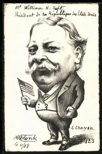 Künstler-AK sign. Molynk: William H. Taft, Präsident der USA
