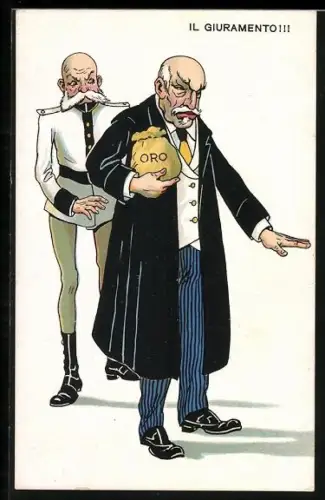 AK Il Giuramento!!!, Karikatur von Kaiser Franz Josef I. von Österreich