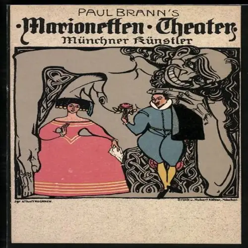 AK Marionetten-Theater Paul Brann, Münchner Künstler, Jugendstil