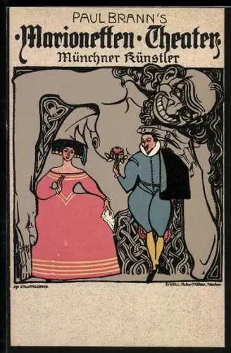 AK Marionetten-Theater Paul Brann, Münchner Künstler, Jugendstil