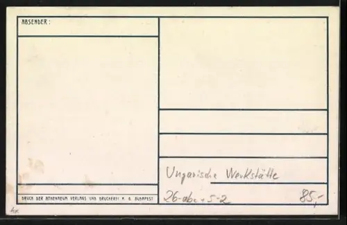 Künstler-AK sign. G. v. Löring: Ungarische Werkstätte, Bauer mit Pflug, Osterhase, II. Armee, Jugendstil