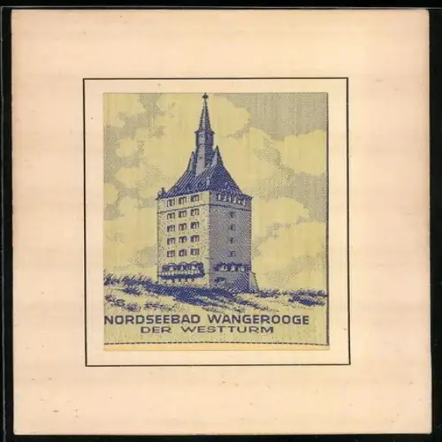 Seiden-AK Wangerooge, Der Westturm aus Seide, Passepartout