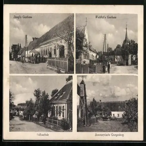AK Göpfritz an der Wild, Weinpolz, Georgenberg, Dangl`s Gasthaus, Waldhör`s Gasthaus, Volksschule