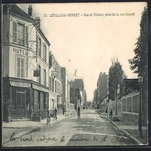 AK Levallois-Perret, Rue de Villiers, prise de la rue Gravel