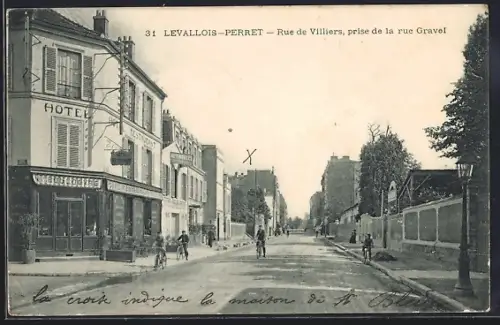 AK Levallois-Perret, Rue de Villiers, prise de la rue Gravel