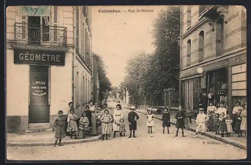 AK Colombes, Rue St-Hilaire avec enfants et commerces animés