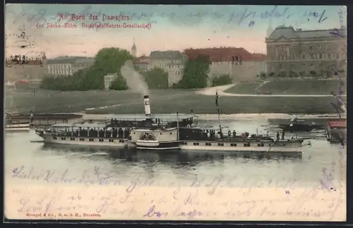 AK Dresden, Dampfer Kaiser Wilhelm II. auf der Elbe