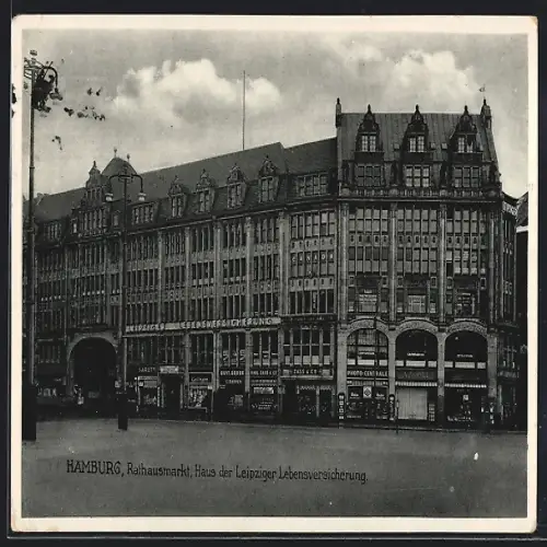 AK Hamburg, Rathausmarkt, Haus der Leipziger Lebensversicherung