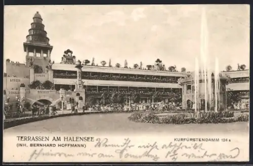 AK Berlin-Halensee, Terrassen am Halensee, Kurfürstendamm, Inh. Bernhard Hoffmann