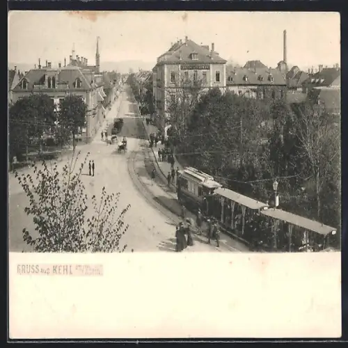 AK Kehl a. Rhein, Strassenbahn, Stadtansicht