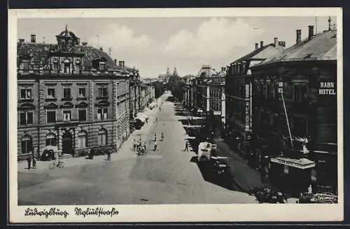 AK Ludwigsburg / Württ., Myliusstrasse mit Bahn-Hotel