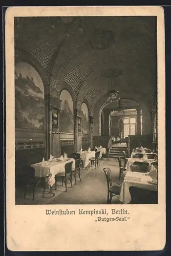 AK Berlin, Restaurant Weinstuben Kempinski, Burgen-Saal