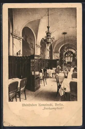 AK Berlin, Restaurant Weinstuben Kempinski, Durchgang-Saal