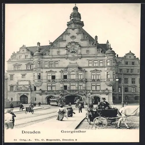 AK Dresden, Georgenthor, Strassenbahn