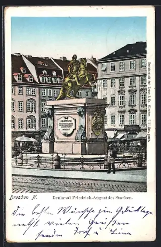 AK Dresden-Neustadt, Denkmal Friedrich-August des Starken