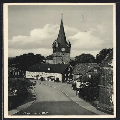 AK Oberlind i. Thür., Alte Wehrkirche, Strassenansicht