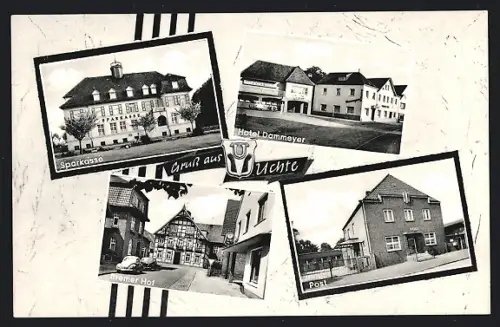 AK Uchte, Sparkasse, Hotel Dammeyer, Post, Bremer Hof
