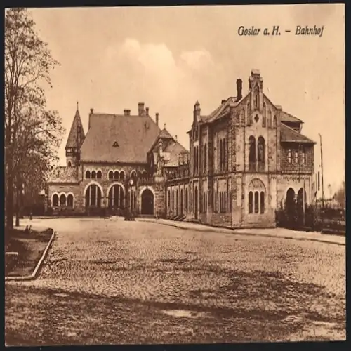 AK Goslar a. H., Platz vor dem Bahnhof