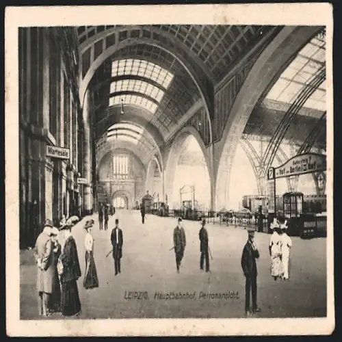 AK Leipzig, Perronansicht des Hauptbahnhofs