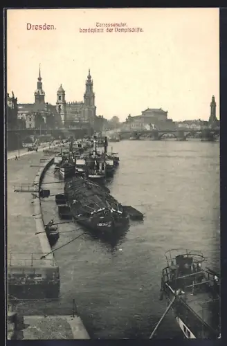 AK Dresden, Terrassenufer, Landeplatz der Dampfschiffe