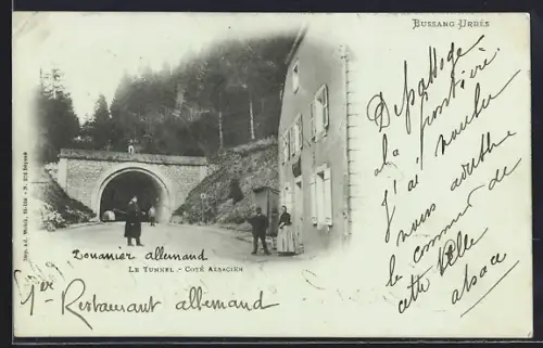 AK Urbès, Le Tunnel, Côté Alsacien avec douanier allemand