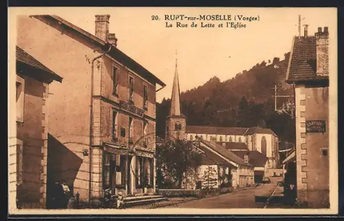 AK Rupt-sur-Moselle /Vosges, La Rue de Lette et l`Église