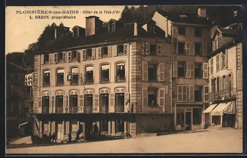 AK Plombières-les-Bains, Hôtel de la Tête d`Or, facade principale de l`établissement