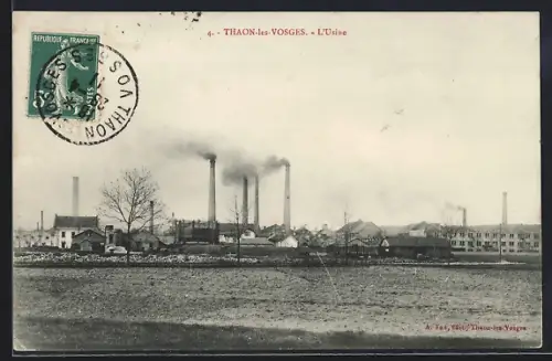 AK Thaon-les-Vosges, L`Usine et ses cheminées fumantes