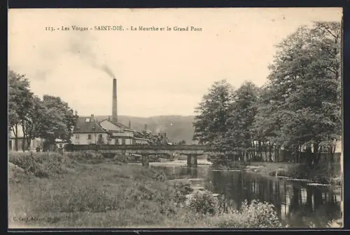 AK Saint-Dié, La Meurthe et le Grand Pont