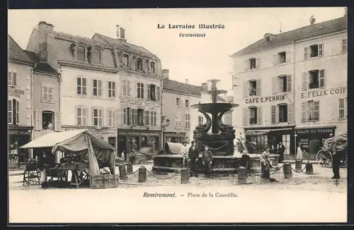 AK Remiremont /Vosges, Place de la Courtille, Café E. Perrin