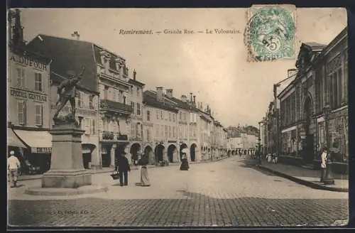 AK Remiremont, Grande Rue, Le Volontaire et bâtiments historiques