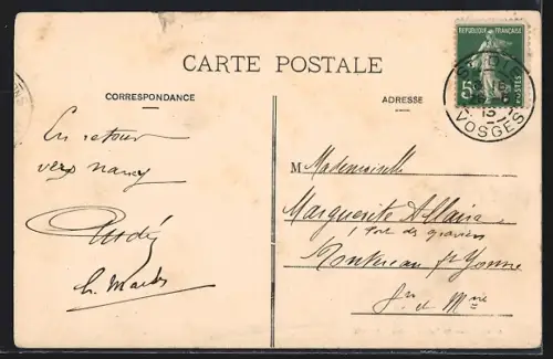 AK Saint-Dié, Place Jules Ferry avec église et bâtiments commercants