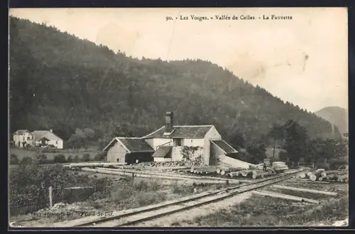 AK La Fauvette, Scierie entourée de montagnes boisées