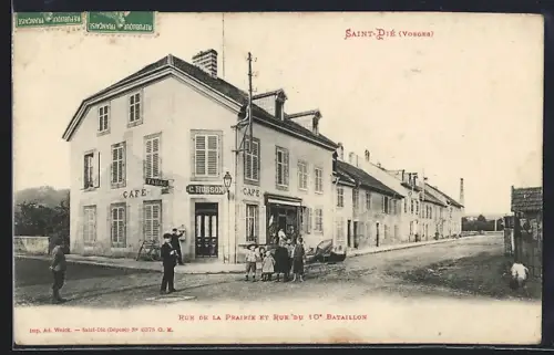 AK Saint-Dié /Vosges, Rue de la Prairie et Rue du 10e Bataillon